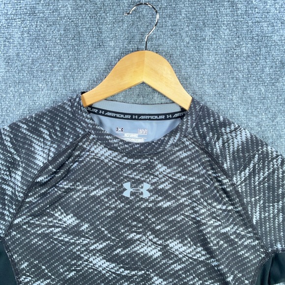 Under Armour Fitted Shirt Mens L Black Camo Compression Stretch Heatgear #AB675 - Picture 3 of 8